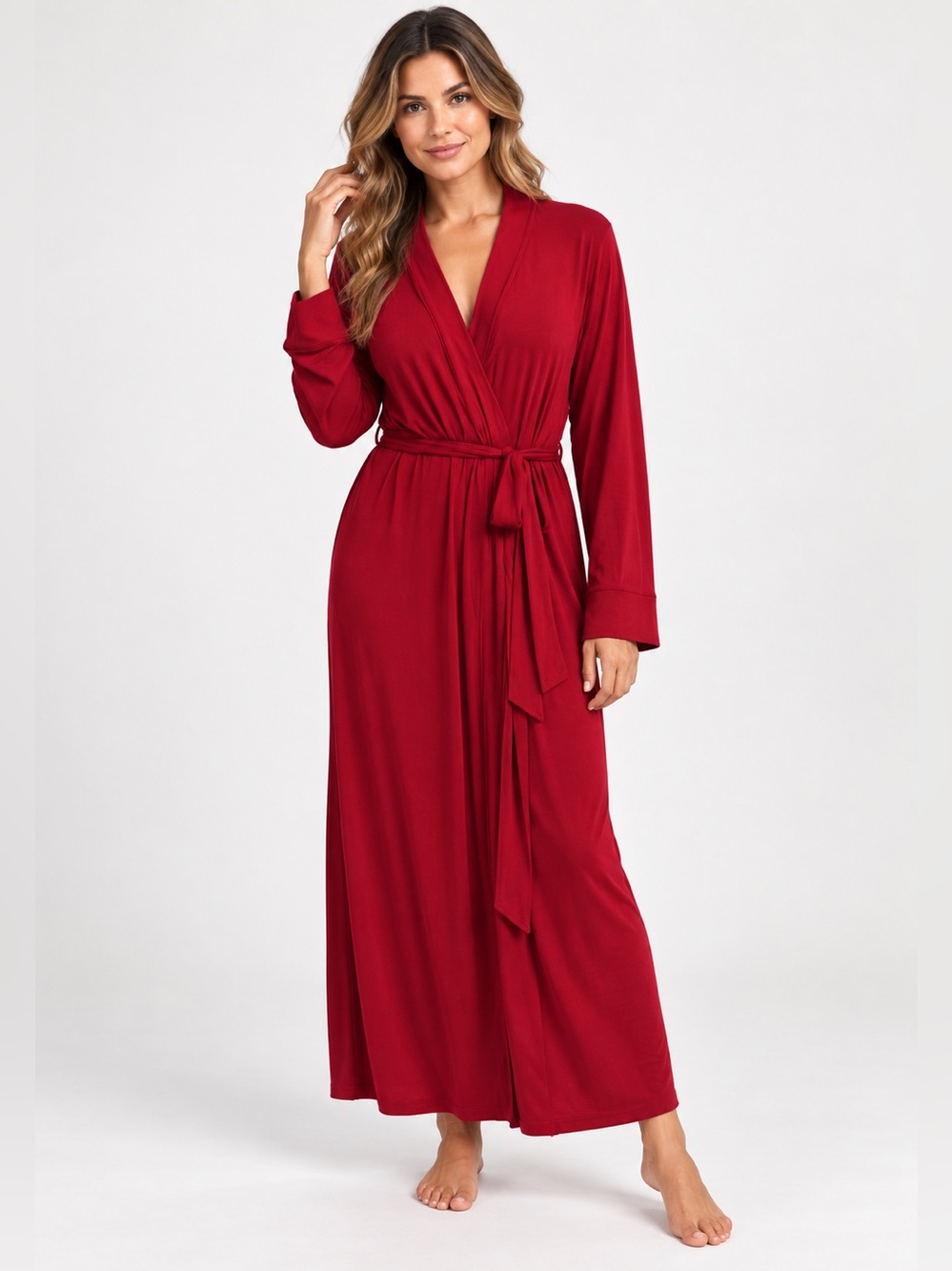 SKIMS Soft Lounge Long Robe | Brick Red | Size XS
